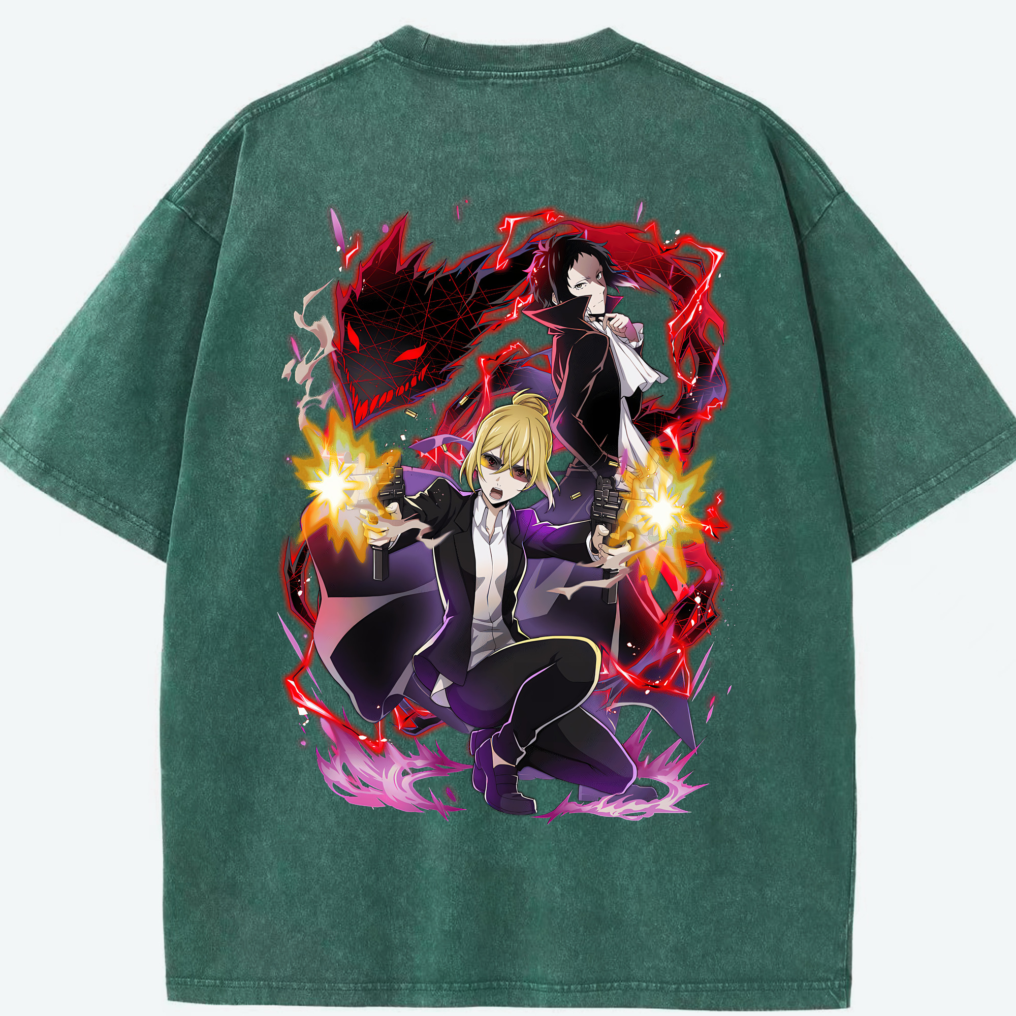 （画像用） 文豪ストレイドッグス Bungo Stray Dogs 綿100% ヴィンテージ風 半袖Tシャツ（背面プリント）